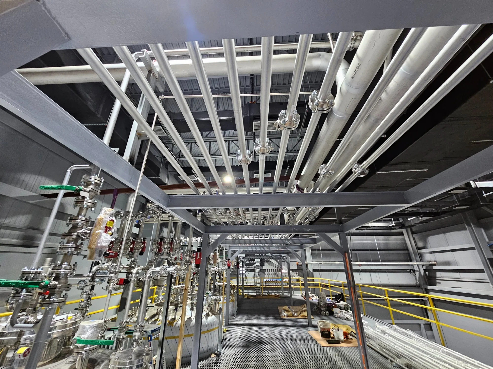 Process piping and structural steel at an industrial facility